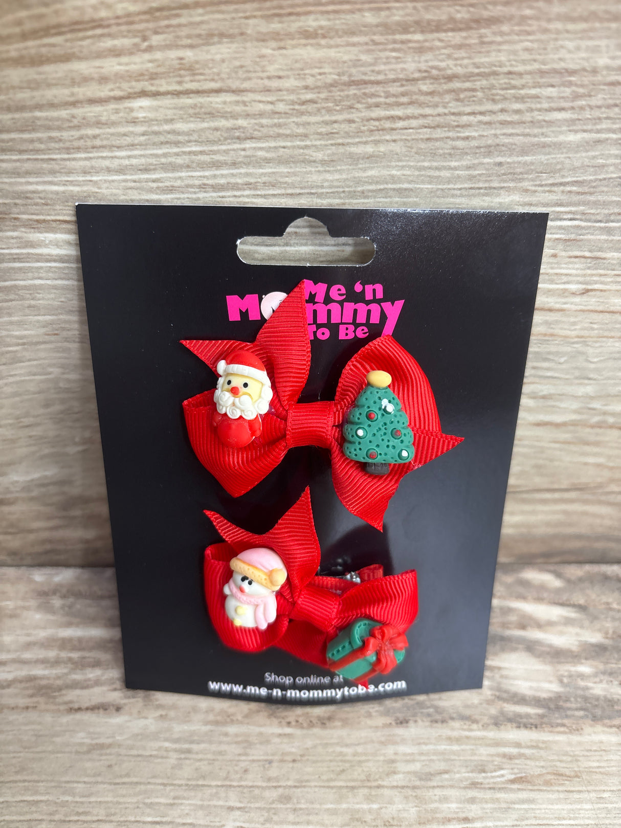 NEW Christmas Hair Bows w/ Appliques 2pk