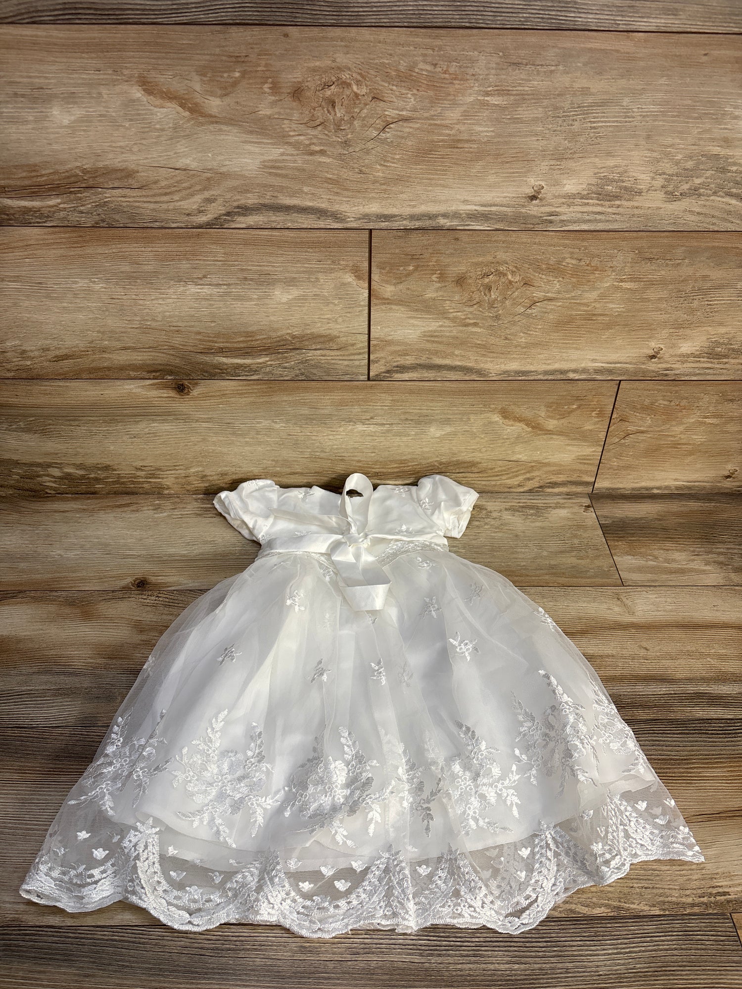 NEW Glamulice Christening/Baptism Floral Embroidered Dress White sz 3-6m