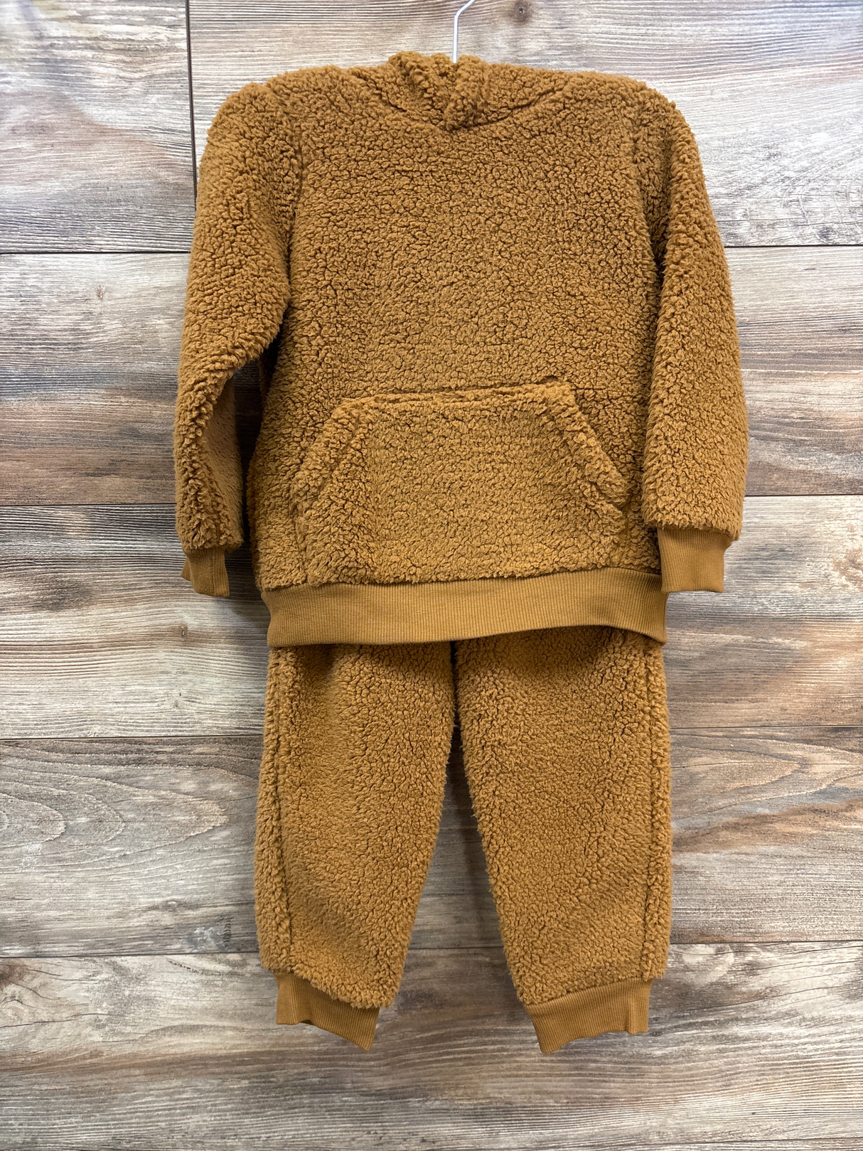 Carter's 2pc Sherpa Pull Over Hoodie & Joggers Set Brown sz 3T