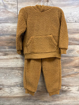 Carter's 2pc Sherpa Pull Over Hoodie & Joggers Set Brown sz 3T