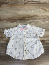 Old Navy Bunny Print Button Up Shirt & Bowtie Cream sz 6-12m