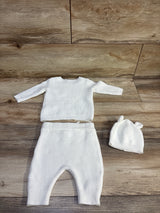 Just One You 3pc Knit Sweater, Pants, & Hat Set White sz 3m