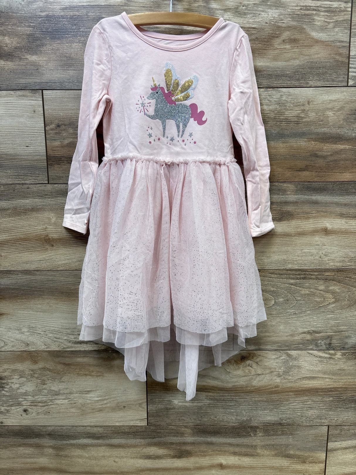 Cat & Jack Lace Tulle Long Sleeve Dress Pink sz 5T