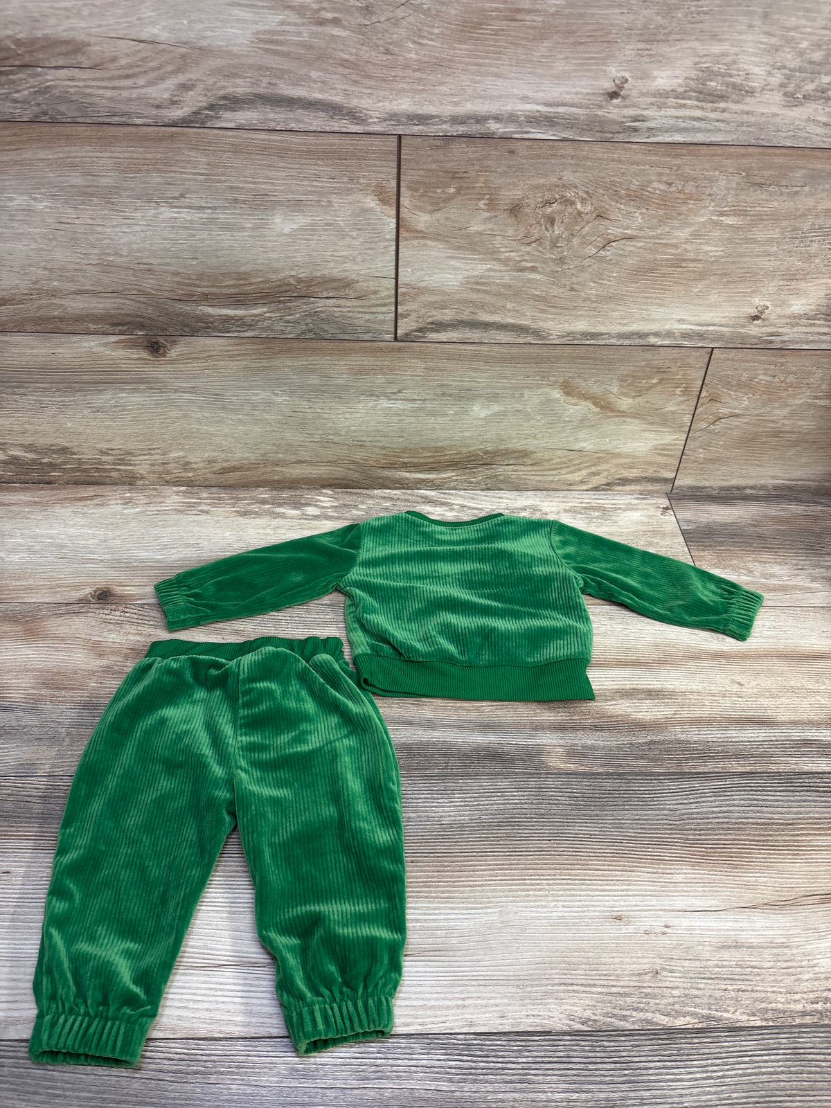 Disney Baby 2pc Velvet Mickey Mouse Sweatshirt & Joggers Set Green sz 3/6m