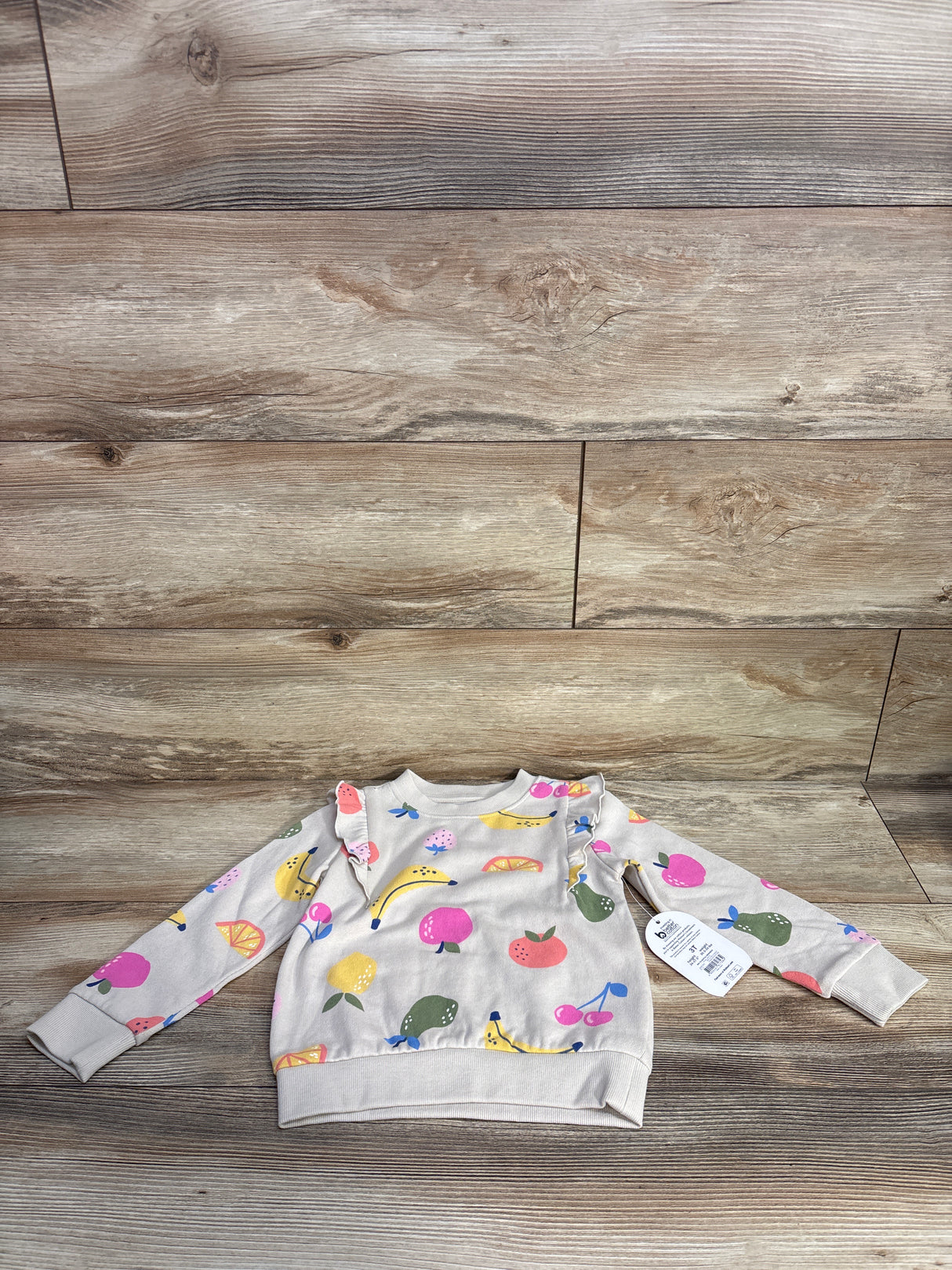 NEW Wonder Nation Fruit Pull Over Sweatshirt Tan sz 3T