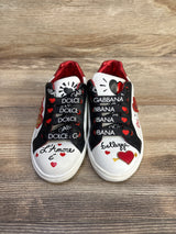 Dolce & Gabba Calfskin Sneaker w/ DG Amore Logo White sz 12c