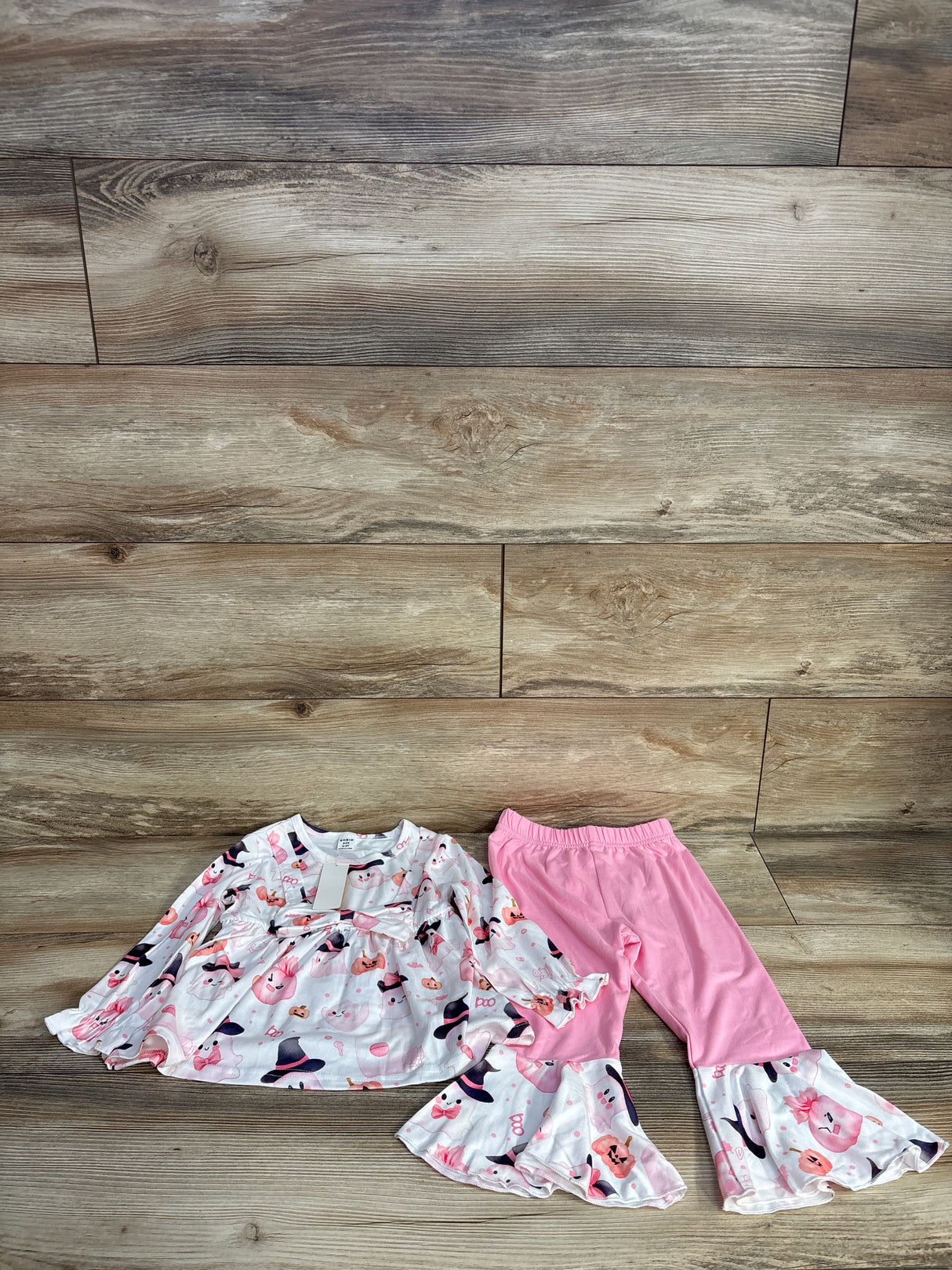 NEW Shein 2pc Witch Ghost Shirt & Bottoms Pink sz 2-3T