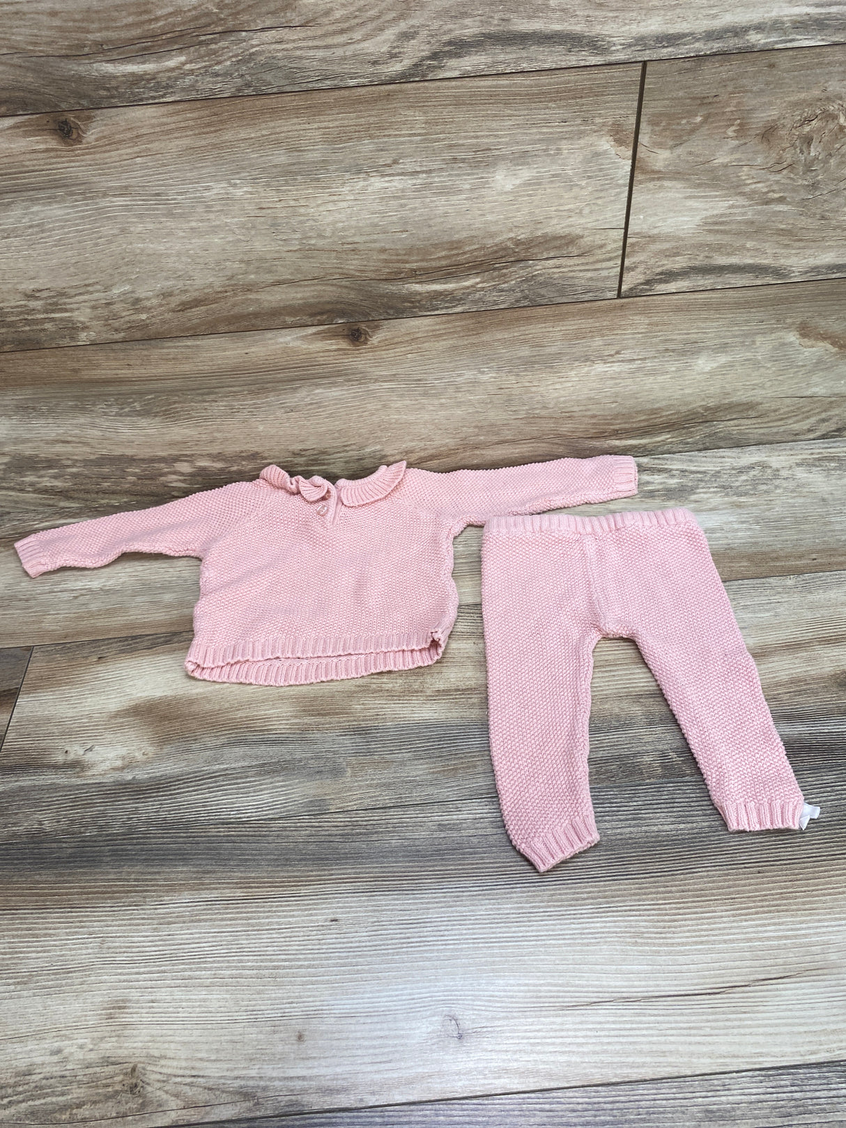 Nicole Miller 2pc Ruffle Collar Sweater & Pants Pink sz 6-9m