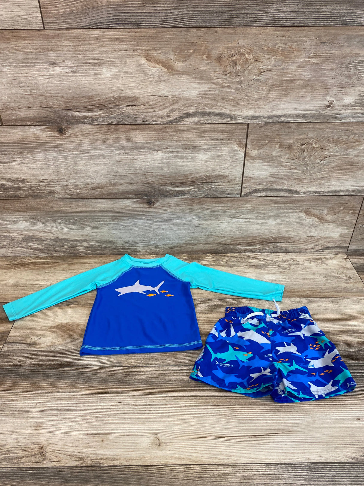 Floatimini 2pc Rashguard & Swim Trunks Blue sz 12m