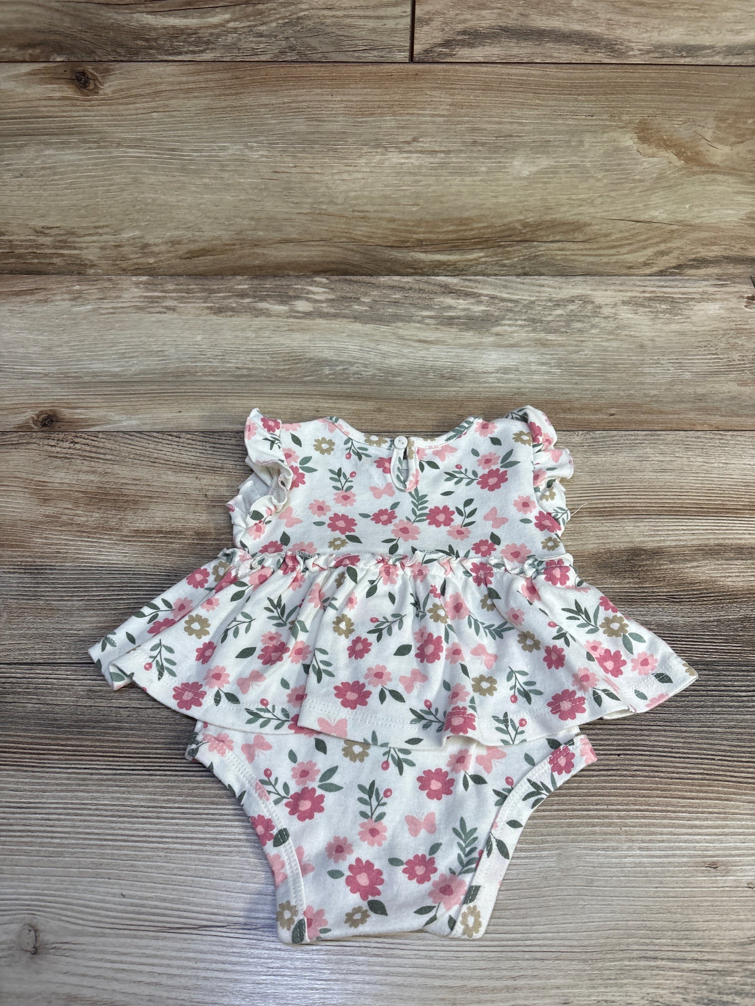 Just Lizzy Floral Skirted Bodysuit Ivory sz 6/9m