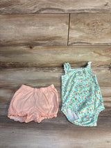 Carter's 2pc Floral Bodysuit & Pants Set Blue sz 24m