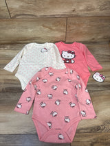 NEW Hello Kitty 3pk Long Sleeve Bodysuits Pink sz 9m