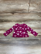 Baby Gap Long Sleeve Lettuce Trim Floral Shirt Fuchsia sz 6-12m