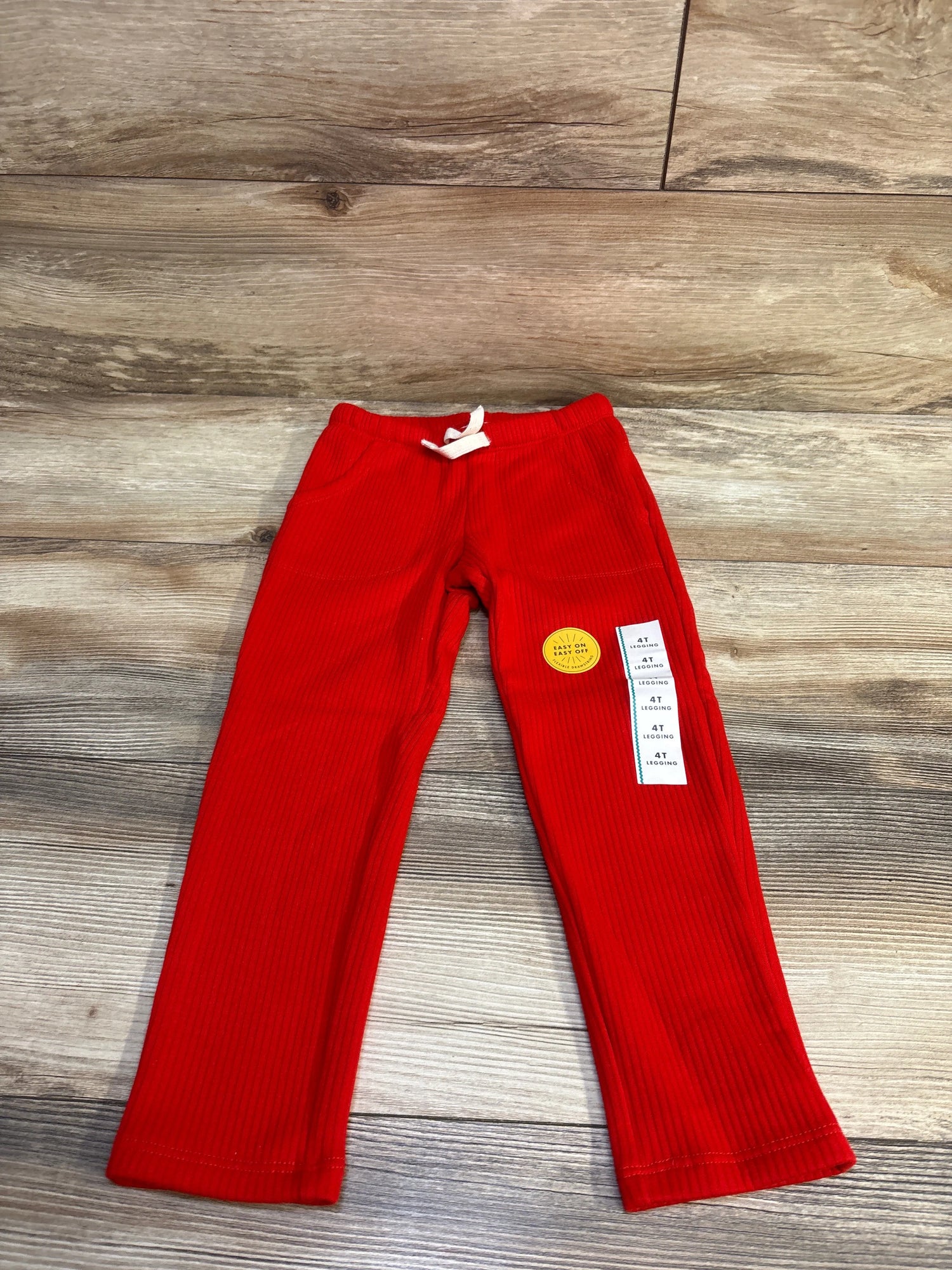 NEW Cat & Jack Solid Ribbed Leggings Red sz 4T