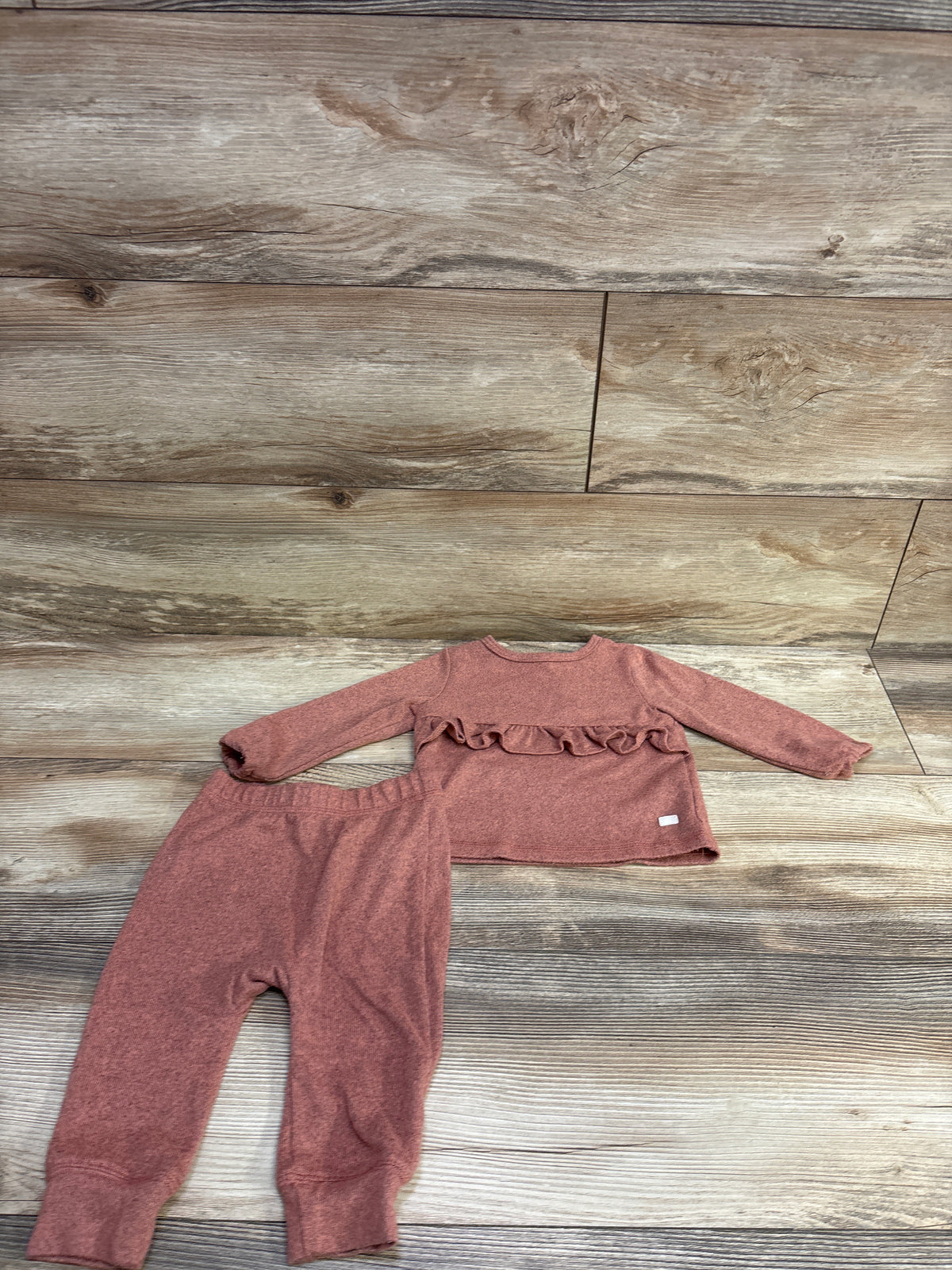 7 For All Mankind 2pc Knit Peplum Top & Pants Set Pink sz 6-9m