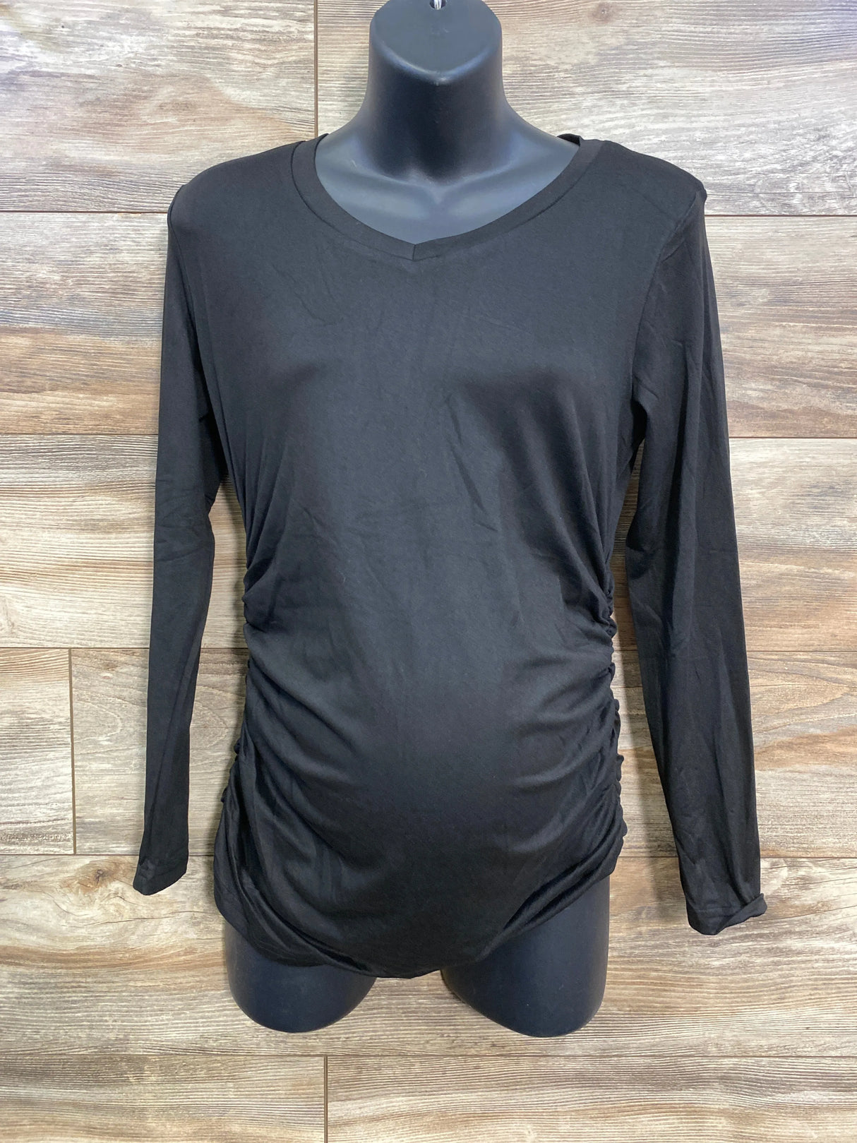 NEW Ekouaer Long Sleeve Ruched Shirt Black sz Medium
