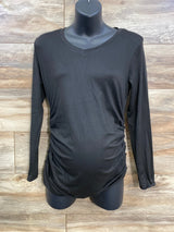 NEW Ekouaer Long Sleeve Ruched Shirt Black sz Medium
