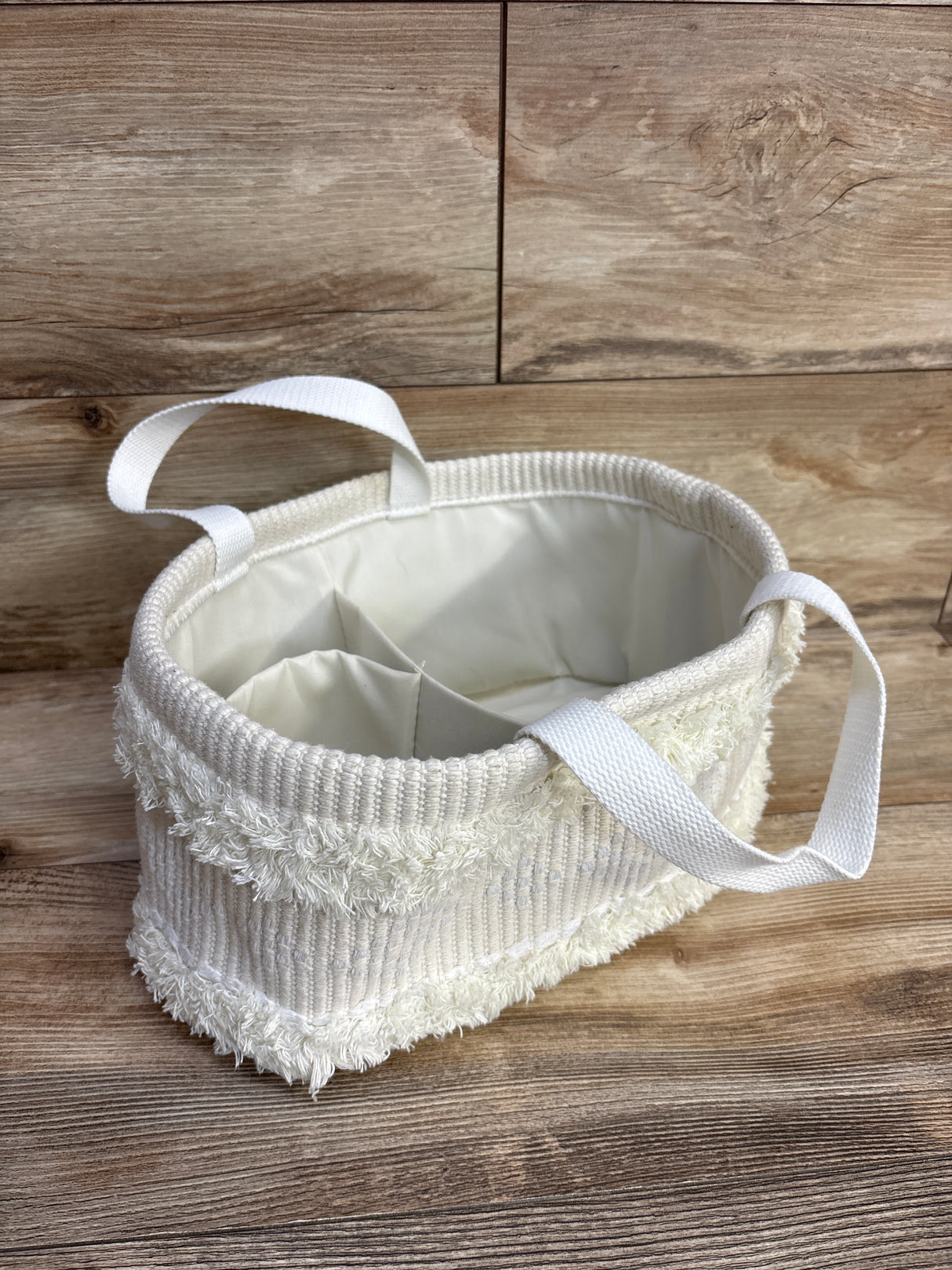 Tufted Fabric Diaper Caddy Storage Basket
