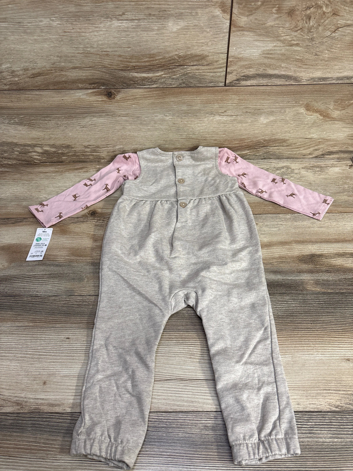NEW Just One You 2pc Reindeer Coverall And Shirt Set Pink sz 18m