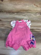 Disney Baby 2pc Minnie Mouse Shortall Set White sz 0-3m