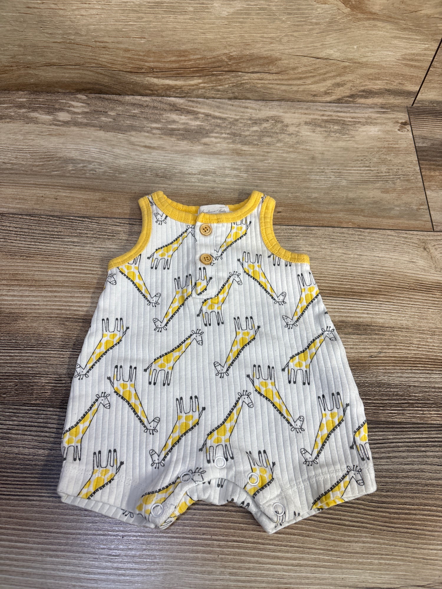Sterling Baby Ribbed Henley Giraffe Shortie Romper White sz Newborn