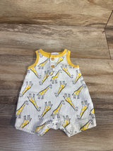 Sterling Baby Ribbed Henley Giraffe Shortie Romper White sz Newborn