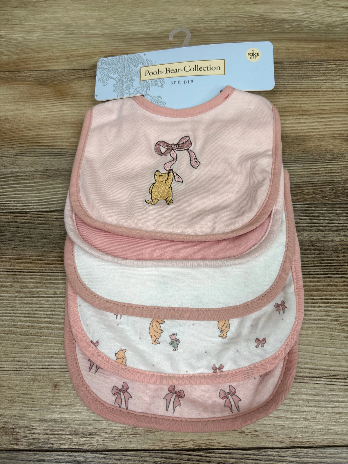 NEW Pooh Bear Collection 5pk Bibs Pink