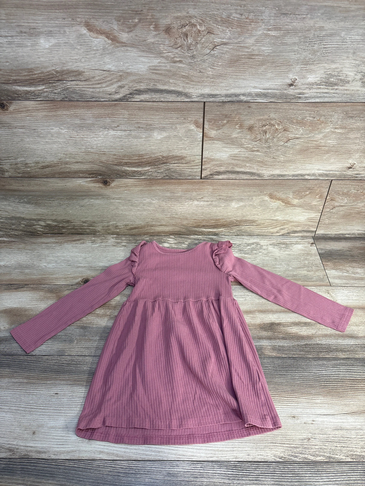 H&M Ribbed Long Sleeve Jersey Style Dress Pink sz 3-4T