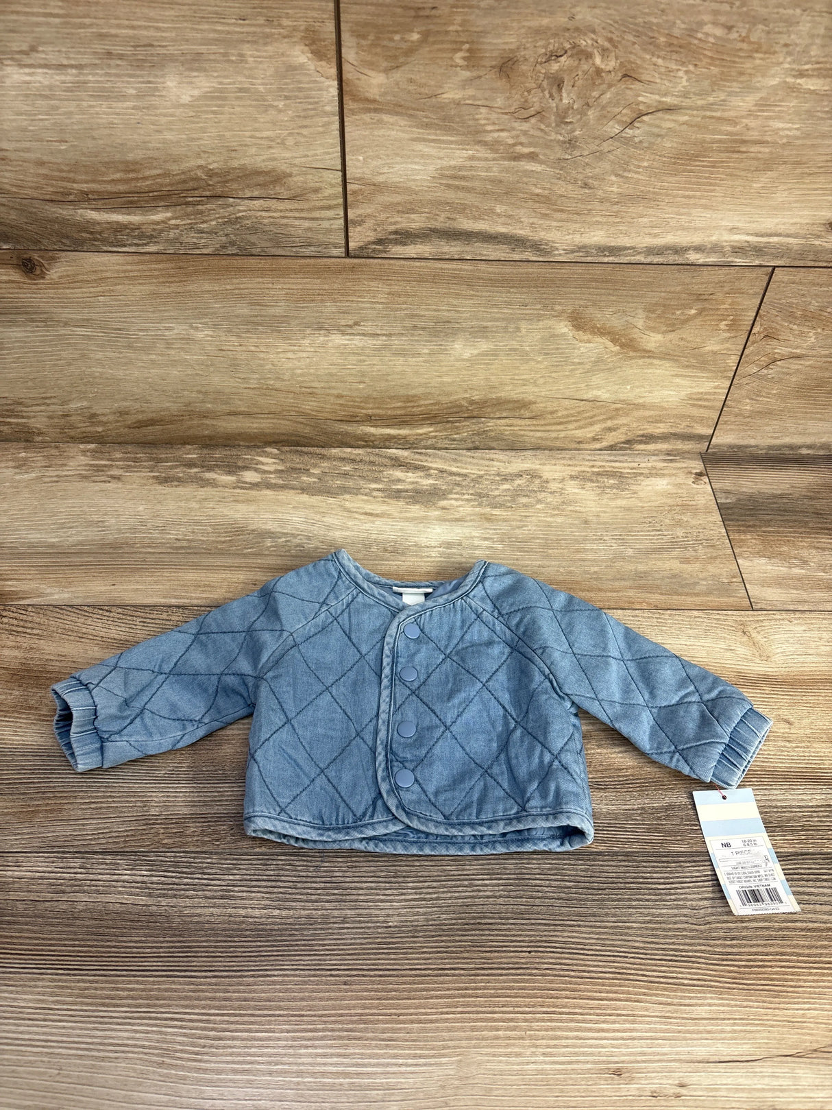 NEW Cat & Jack Chambray Quilted Jacket Blue sz Newborn