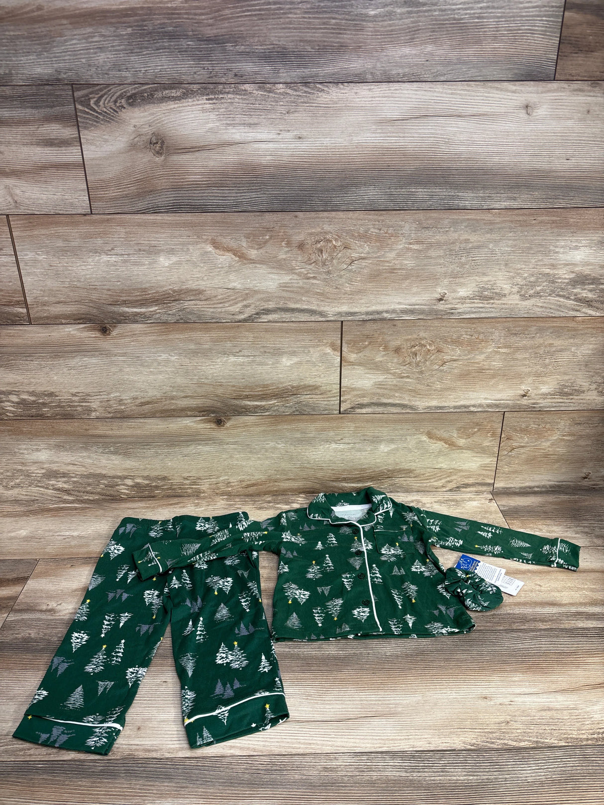 NEW Tahari 3pc Christmas Tree Coat Style Pajama Set Green sz 2T