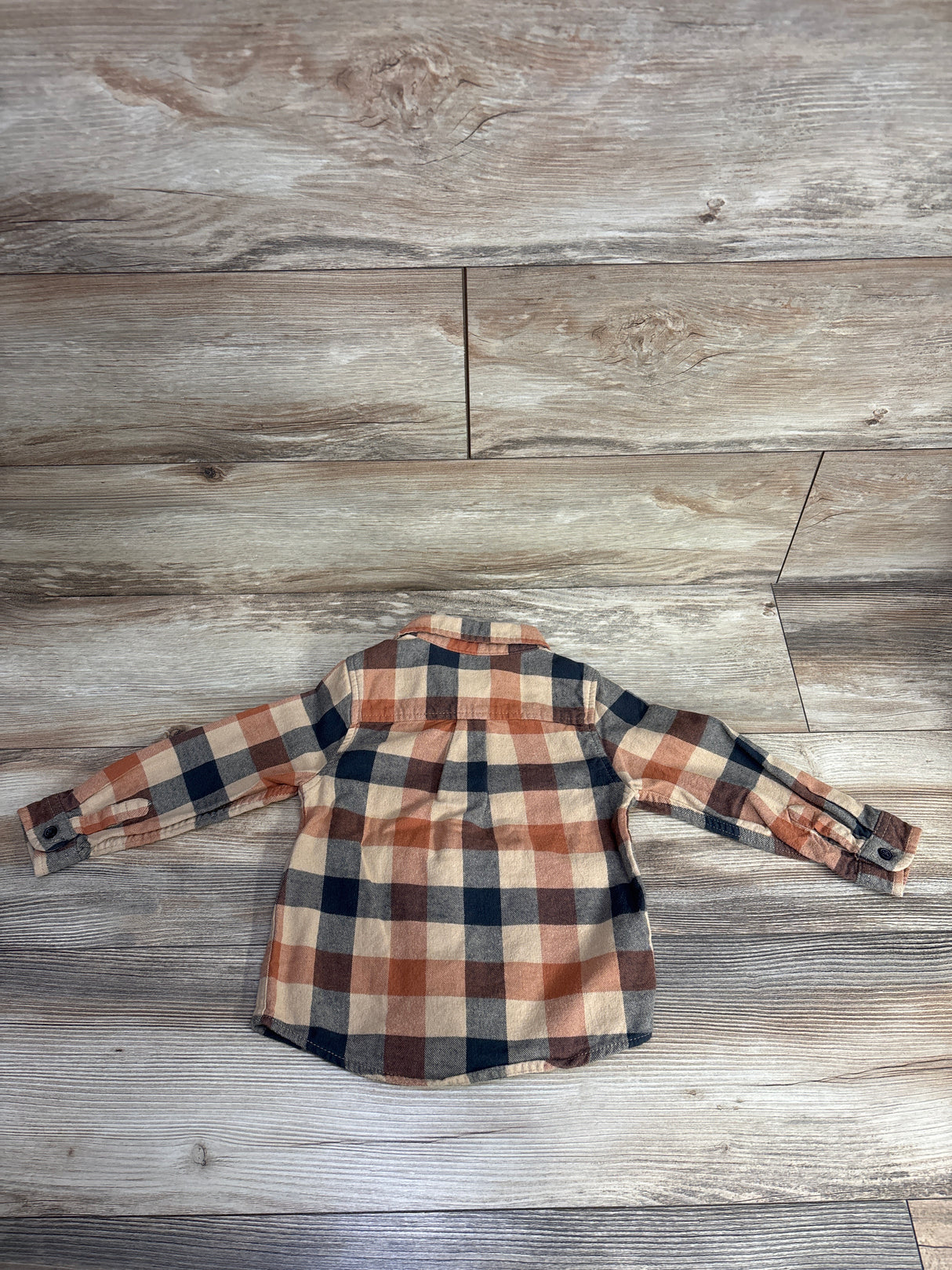Cat & Jack Plaid Button Up Flannel Shirt Brown sz 3T