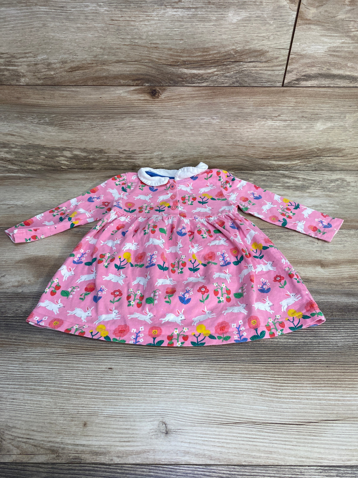 Baby Boden Peter Pan Collar Bunny Dress Pink sz 9-12m