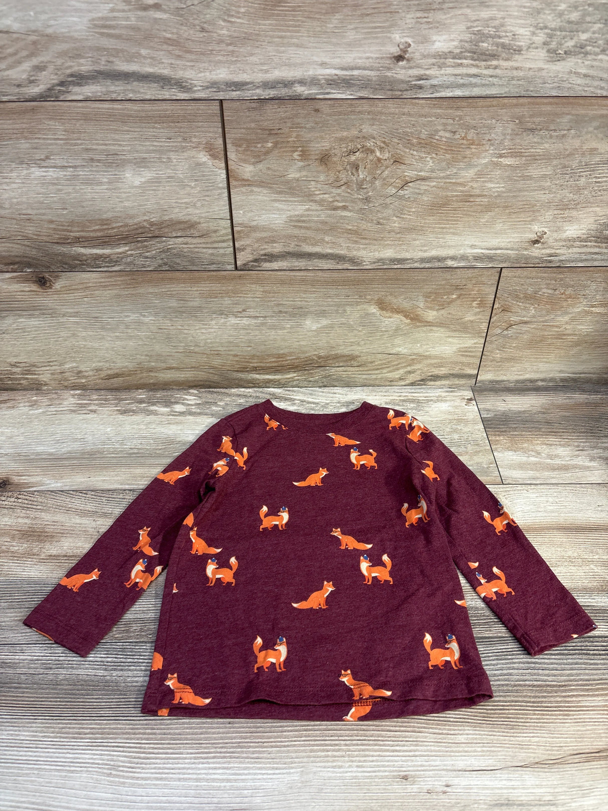 Cat & Jack Fox Shirt Maroon sz 3T