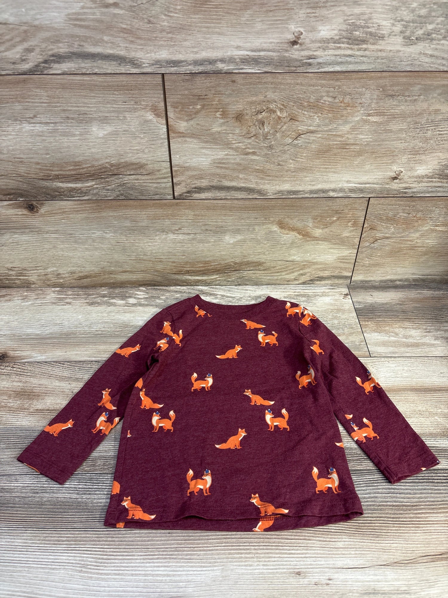 Cat & Jack Fox Shirt Maroon sz 3T