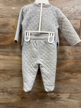 NEW First Impressions 3pc Quilted Sweatshirt, Footed Pants, & Hat Set Grey sz 6-9m