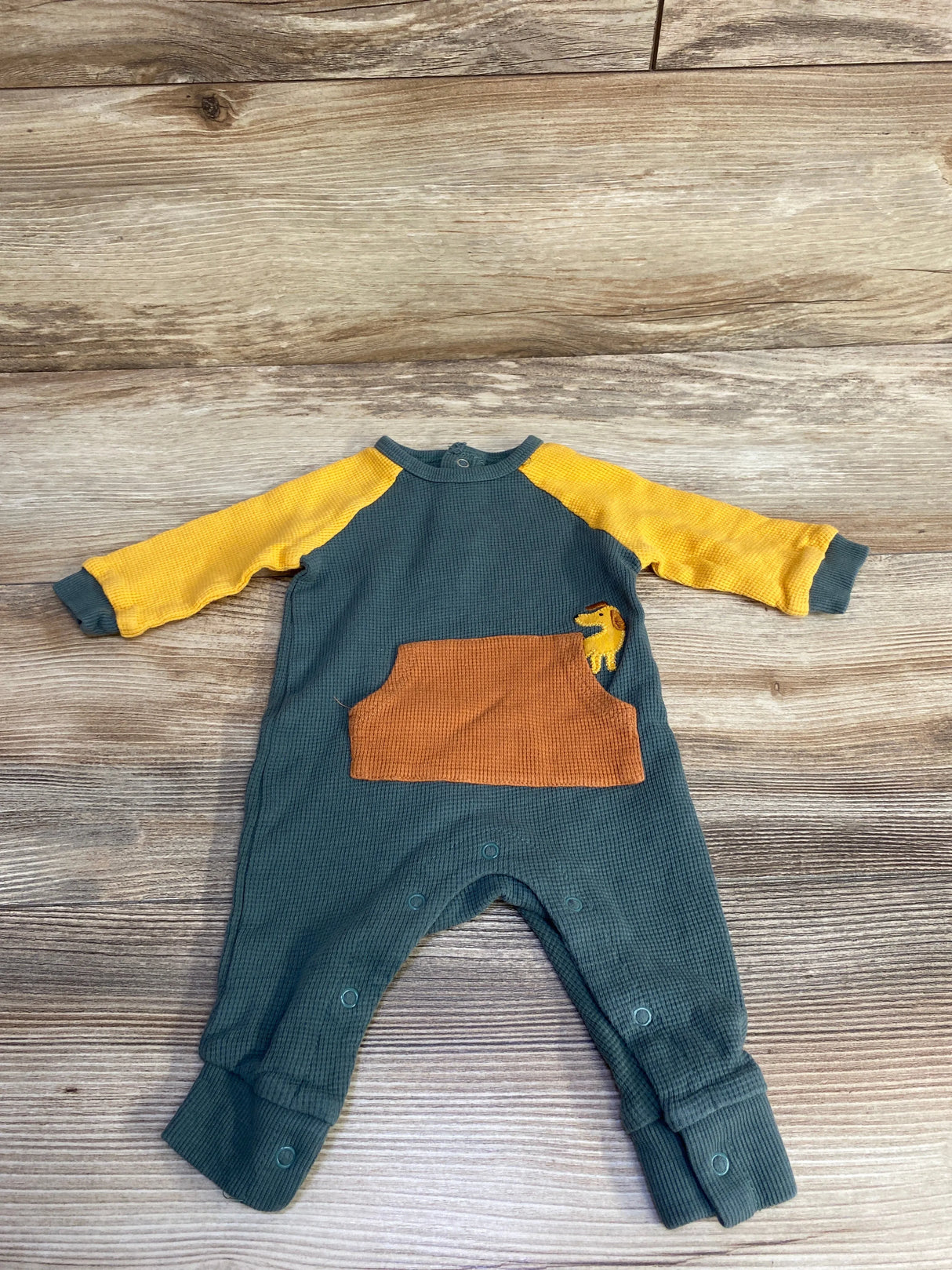 Little Me Thermal Dog Print Coverall Orange sz 3m
