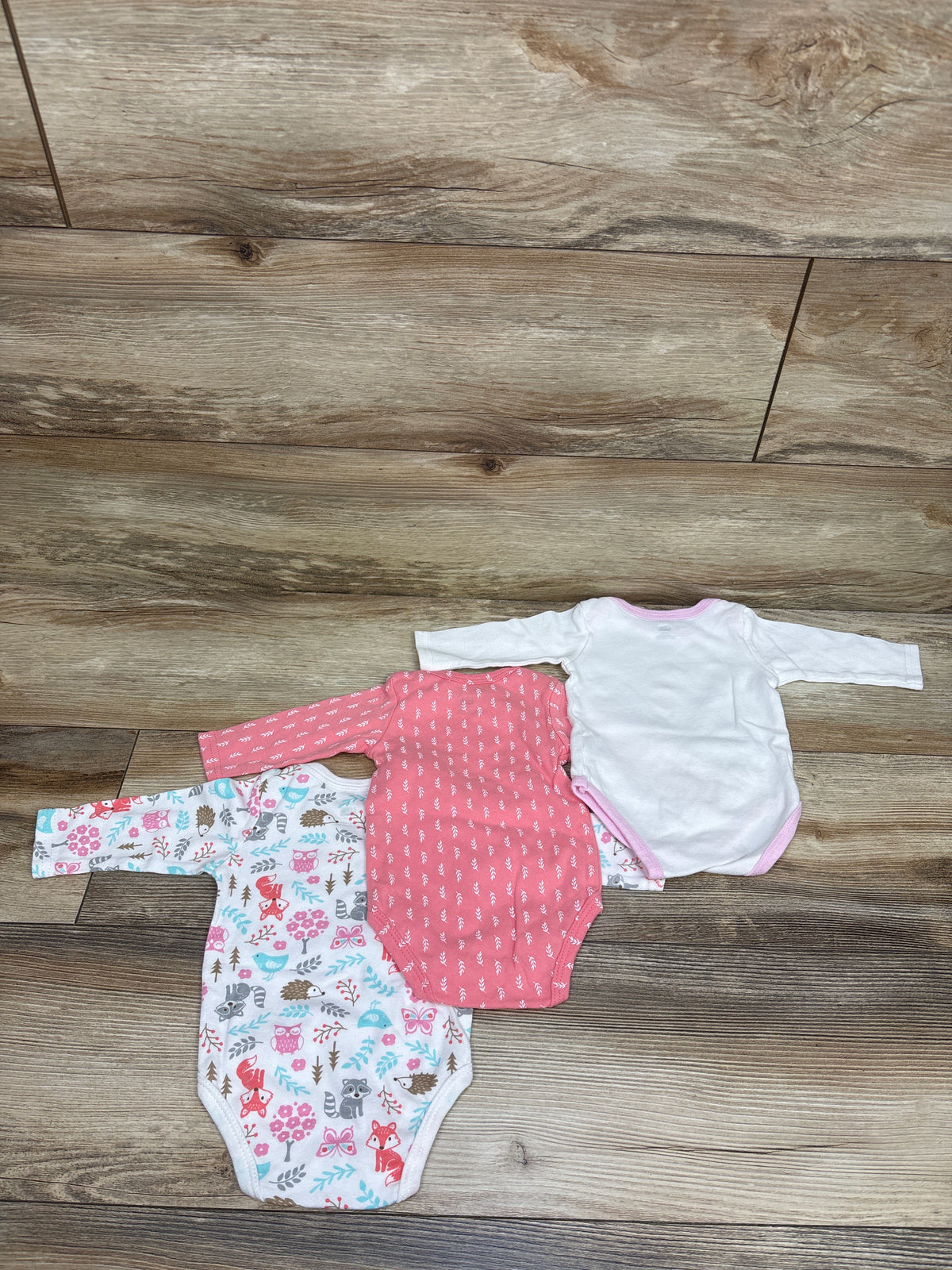 Hudson Baby 3pk Long Sleeve Bodysuit Set Pink sz 0-3m