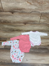 Hudson Baby 3pk Long Sleeve Bodysuit Set Pink sz 0-3m