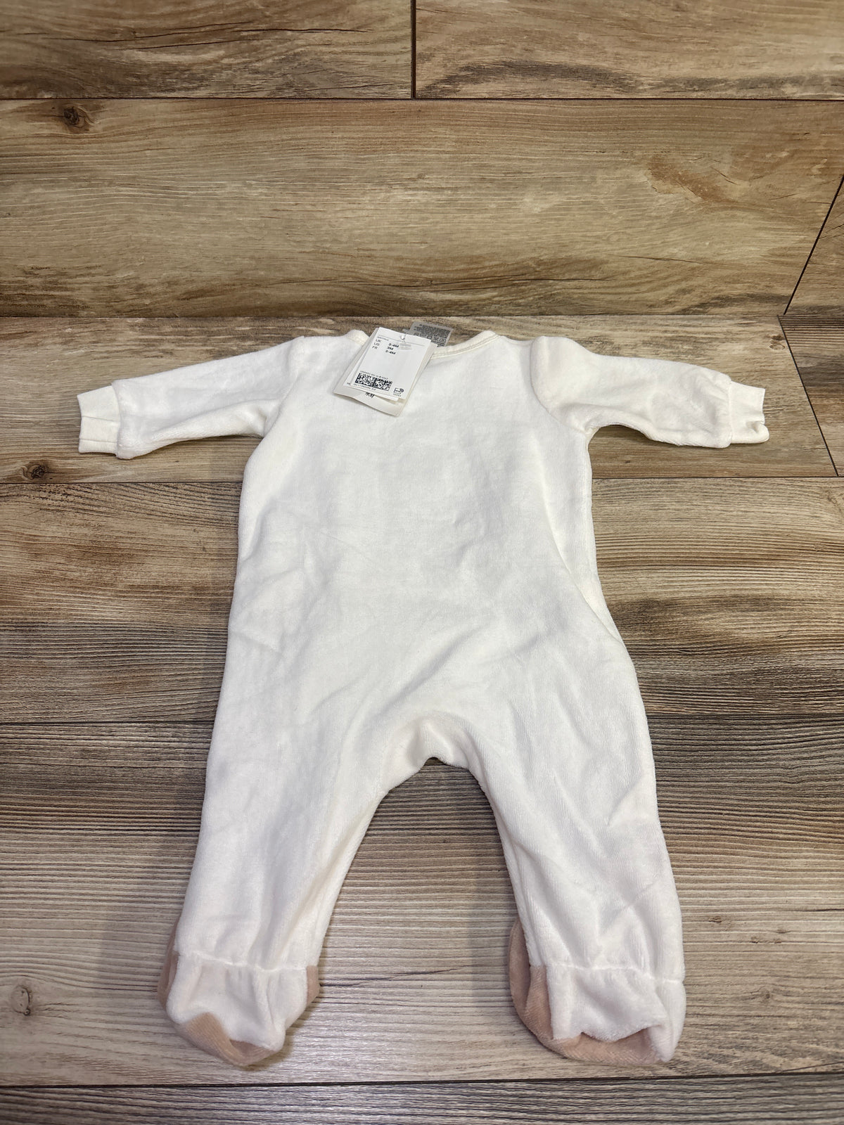 NEW H&M Velour Side Snap Footed Coverall Ivory sz 3m