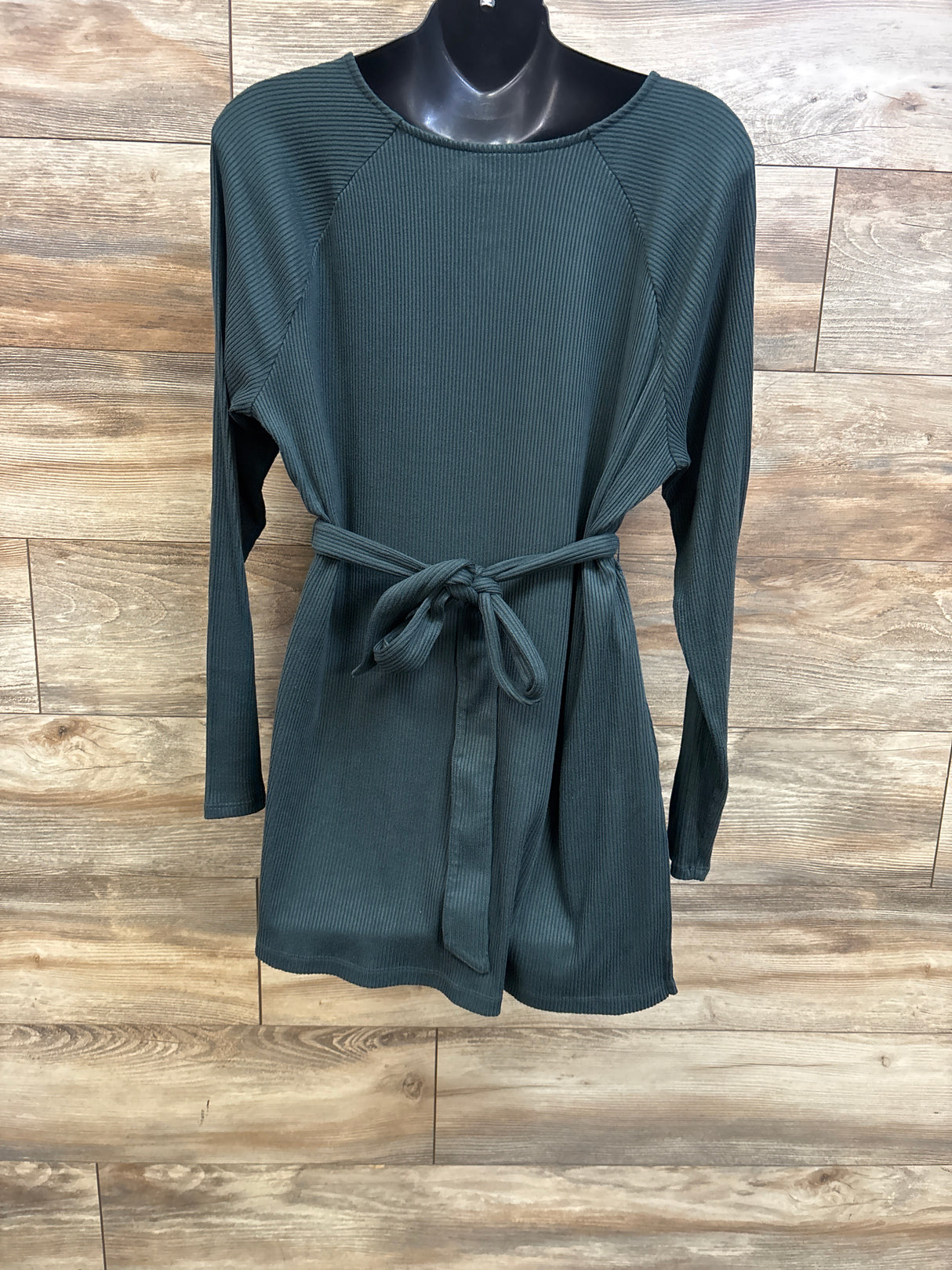 Sonoma Maternity Rib Knit Long Sleeve Waist Tie Shirt Green sz XL