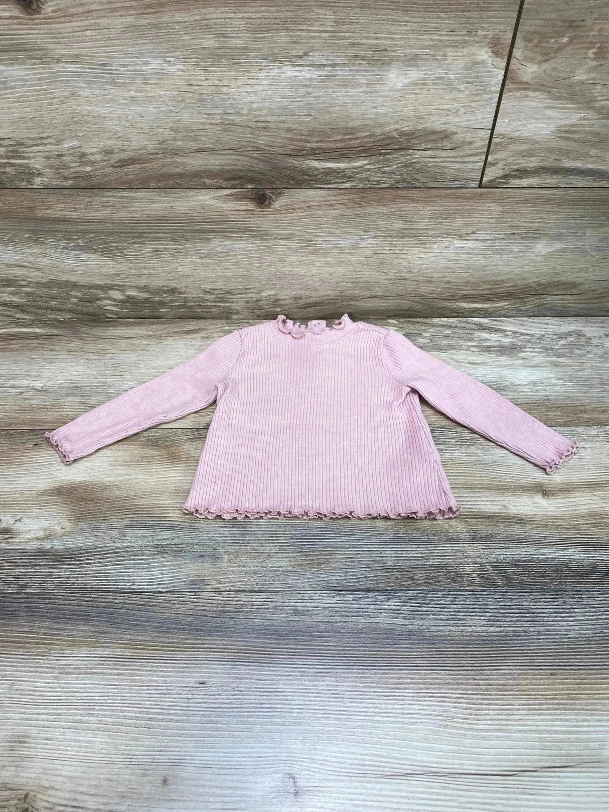 Old Navy Ribbed Lettuce Trim Shirt Pink sz 6-12m