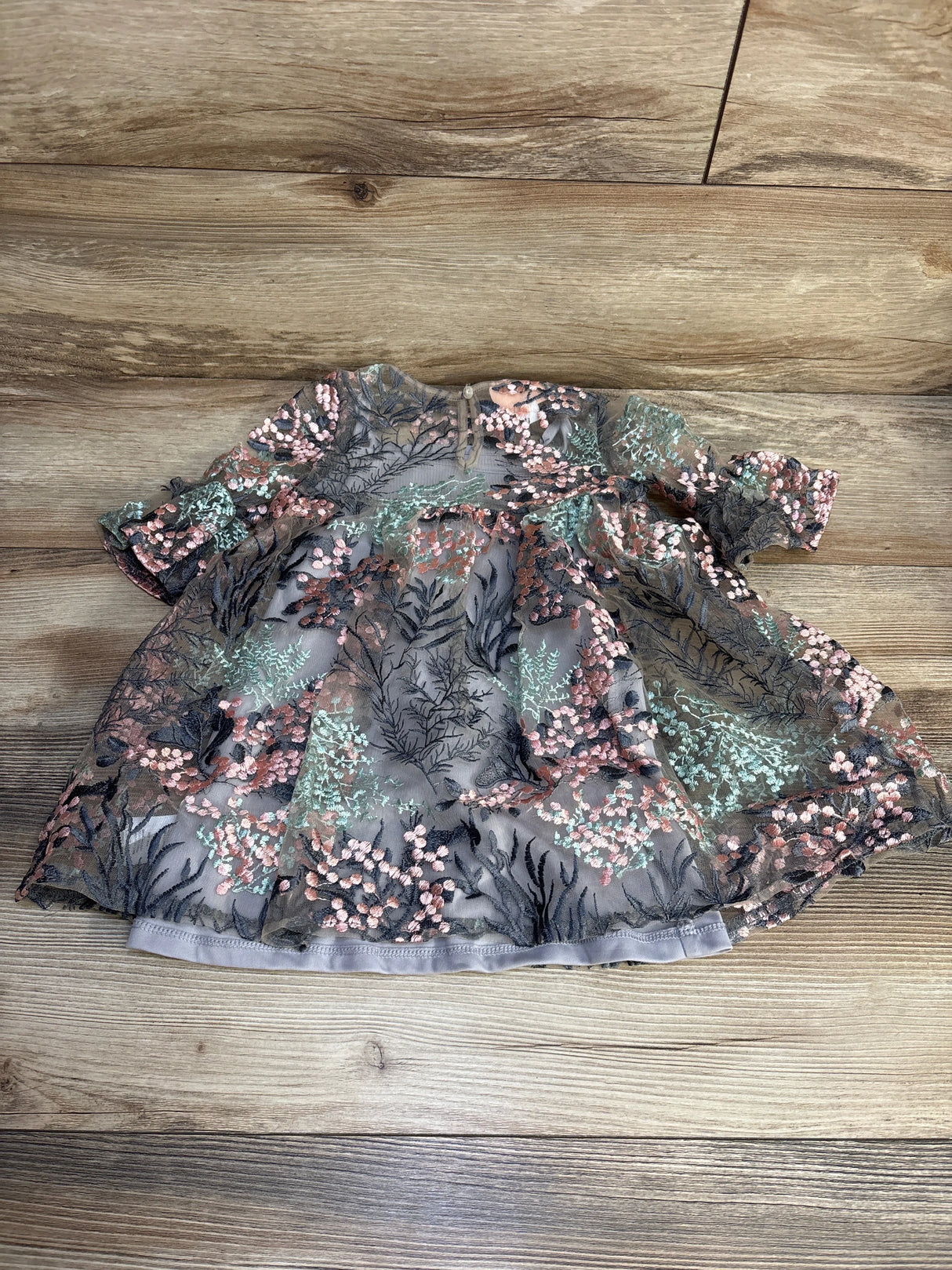 Pastourelle by Pippa & Julie Embroidered Overlay Dress Grey sz 3T - Me n Mommy To Be