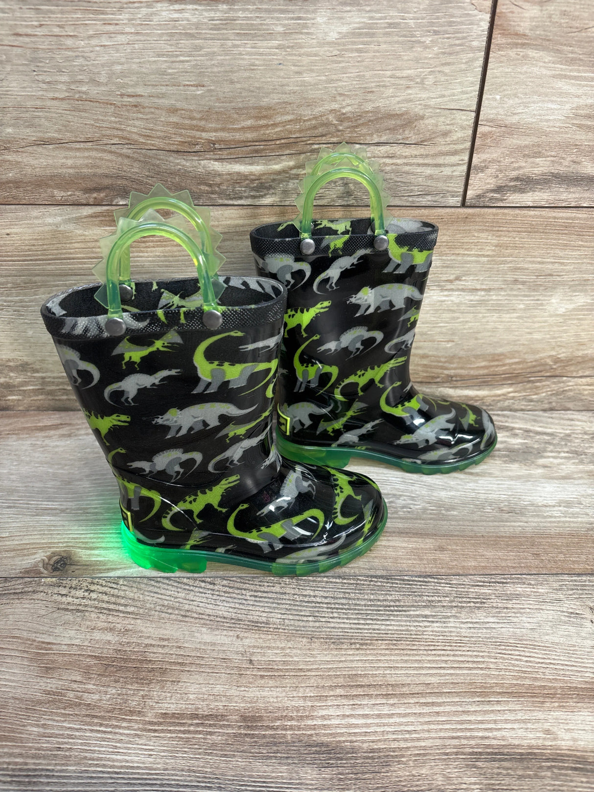 Western Chief Kids Dinosaur Lighted Rain Boots Black sz 9c - Me n Mommy To Be