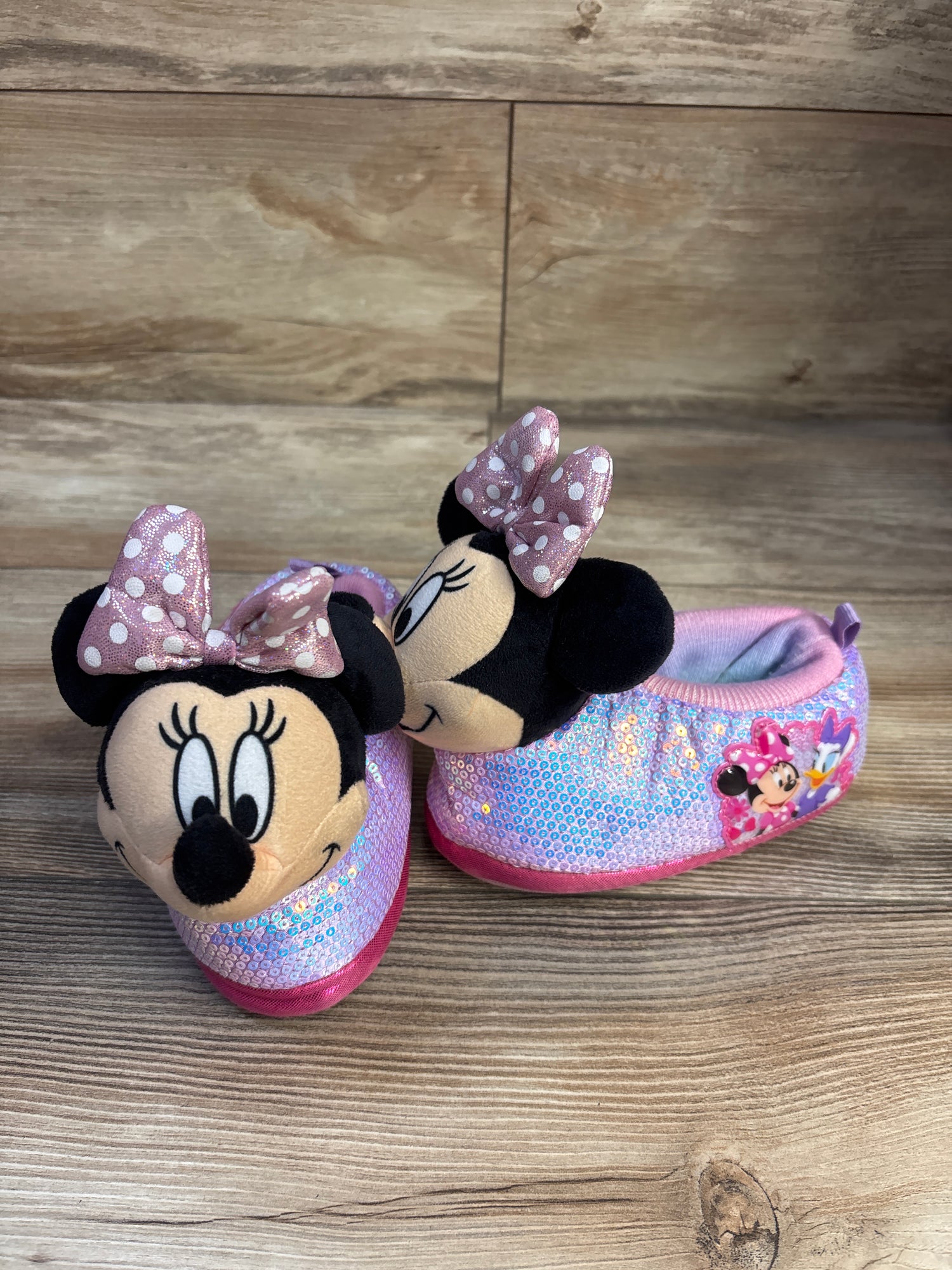 Disney Junior Minnie Mouse 3D Slippers Pink sz 7-8c