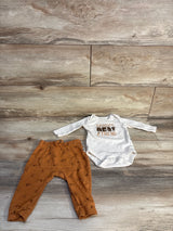 Rabbit + Bear Organic 2pc Daddy's Best Friend Bodysuit & Pants Set Beige sz 3-6m