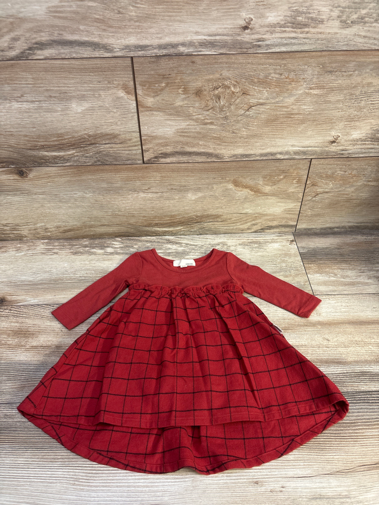 Greige Long Sleeve Bodysuit Dress Brick Red sz 3-6m