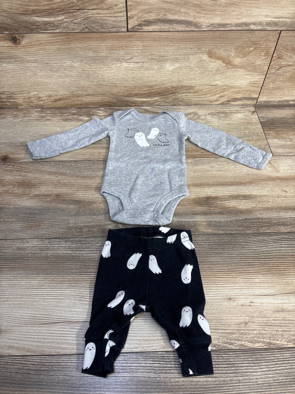 Just One You 2pc Little Boo! Ghost Print Bodysuit & Pants Set Grey sz Newborn