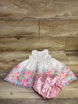 Nannette Baby 2pc Swiss Dot Floral Sleeveless Dress & Bloomers White sz 24m
