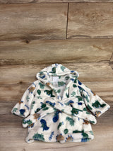 Duck Duck Goose Dinosaur Print Plush Hooded Robe Ivory sz 0-9m