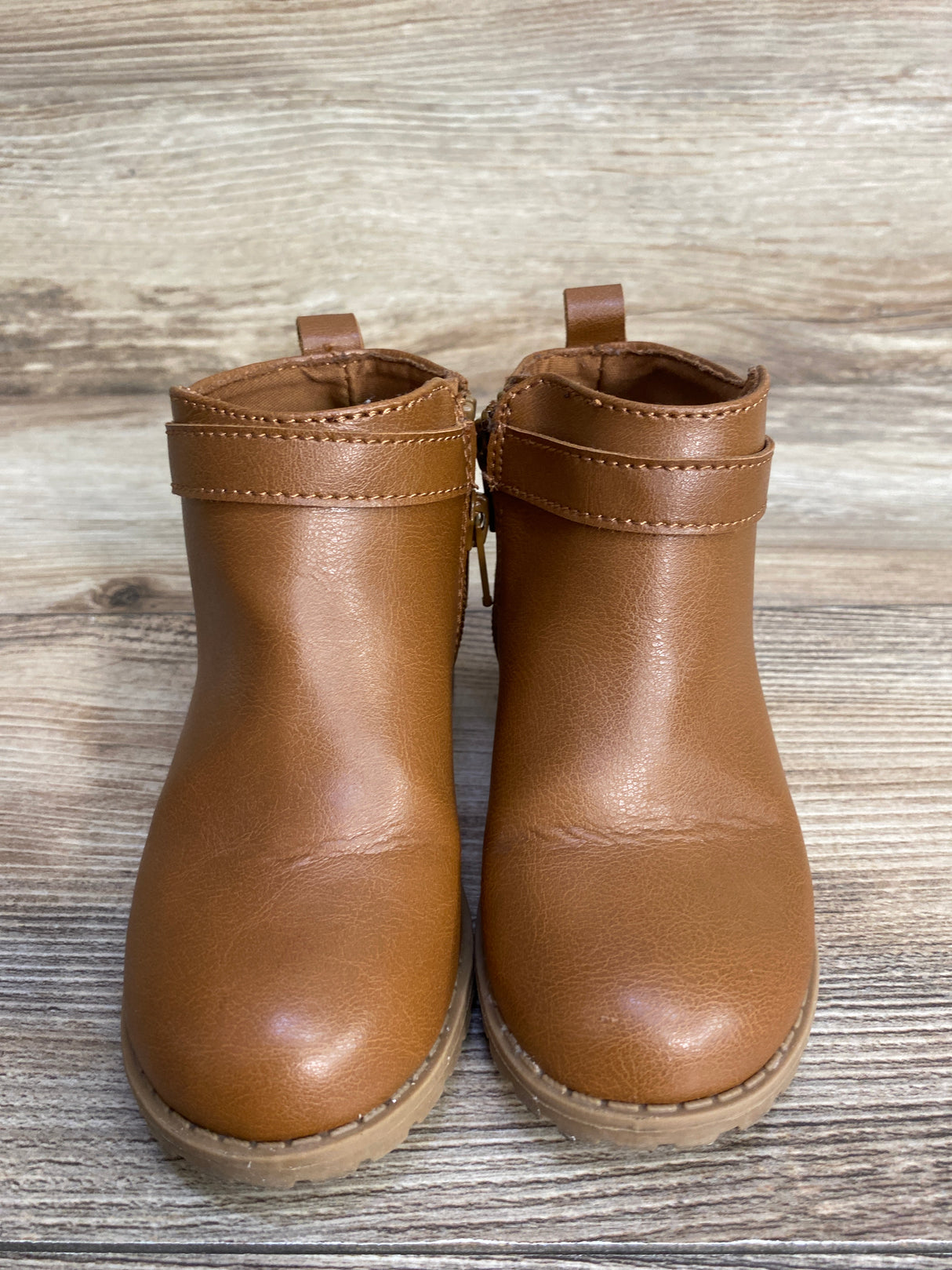 Old Navy Faux-Leather Buckled Ankle Boots Brown sz 8c